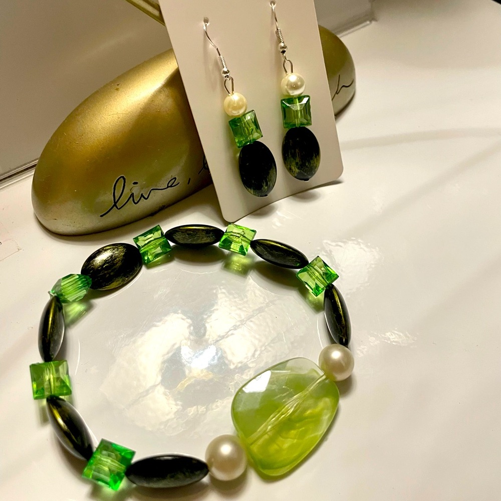 Green Bracelet, and Earring Set